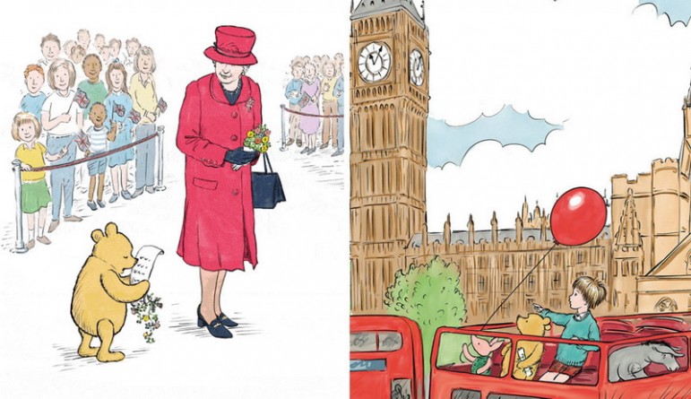 Досуг: Королева и Винни-Пух! Два 90-летних юбиляра встретились в детской книге