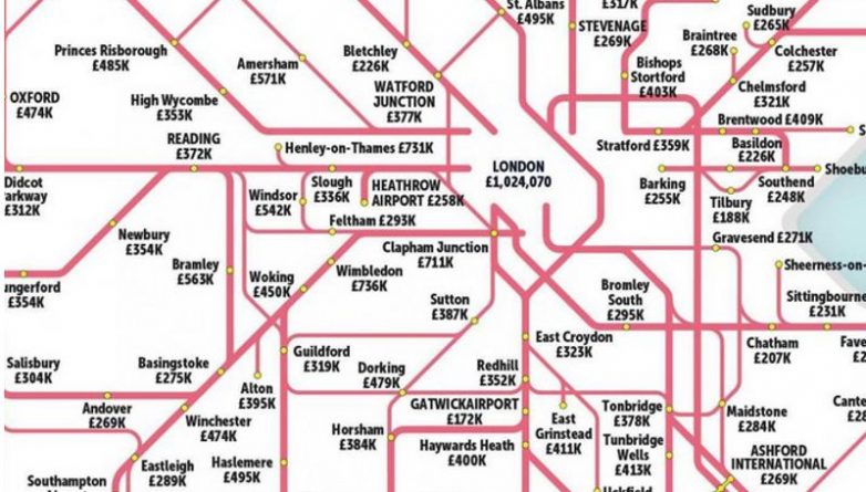 Бизнес и финансы: Цены на недвижимость в Лондоне: карта со средними ценами на дома возле станций