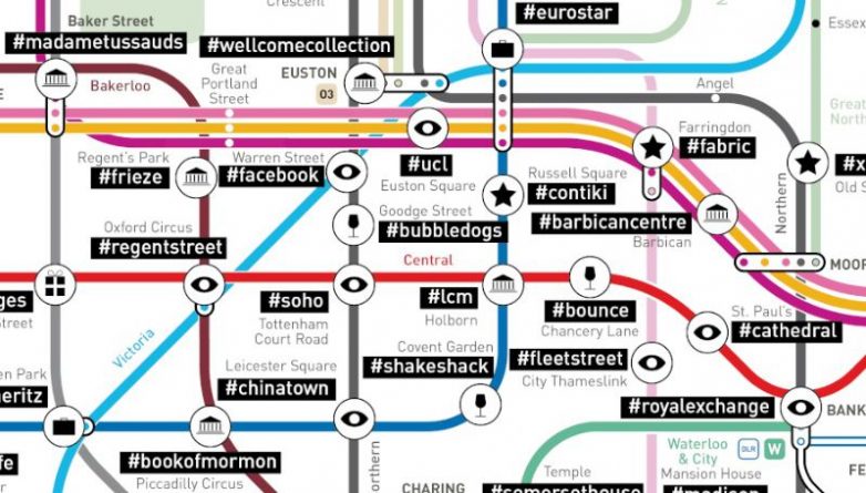 Досуг: На новой карте метро вместо станций - хэштеги