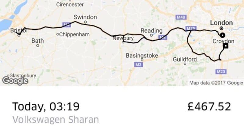 Пассажир Uber заплатил £470 из-за опечатки 27022017 Юмор: Пассажир Uber заплатил £470 из-за опечатки