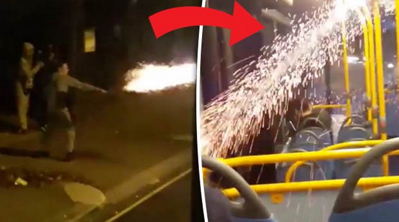 Происшествия: Хулиганы запустили фейерверк внутрь лондонского автобуса