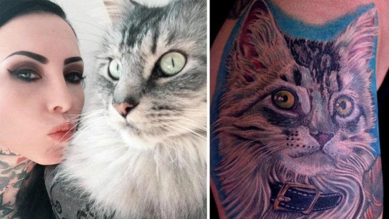 Общество: Женщина вытатуировала на теле портрет своего кота его собственной шерстью: новый уровень тату-искусства