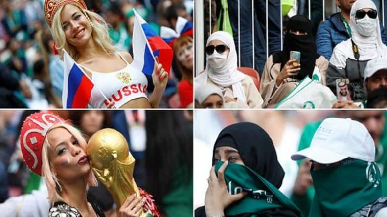 Общество: ЧМ 2018. Два лица футбольных болельщиц: гламурные россиянки и скромные арабки