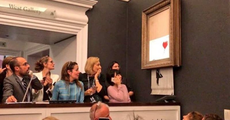 Общество: Картина художника Banksy за £1 млн самоуничтожилась во время аукциона Sotheby's