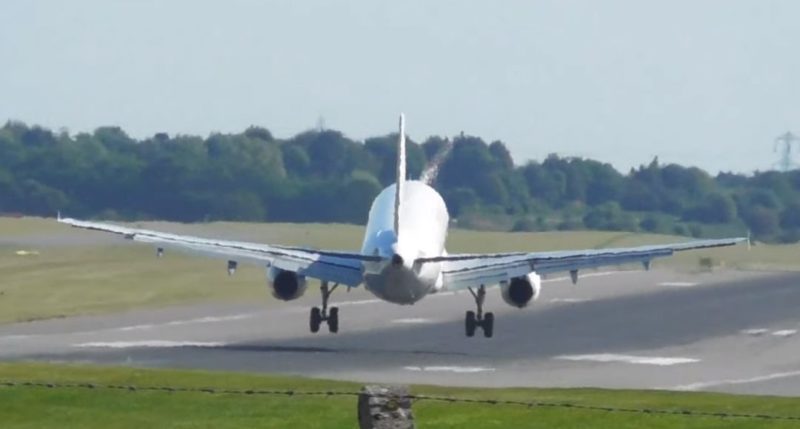 Общество: Видео: садящийся самолет столкнулся с птицей в Англии