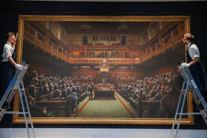 Общество: Картину Бэнкси, высмеивающую парламент Великобритании, продали за 12 миллионов долларов - Cursorinfo: главные новости Израиля