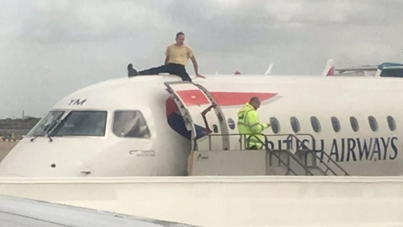 Общество: Участник экологического протеста оседлал самолет в аэропорту London  City