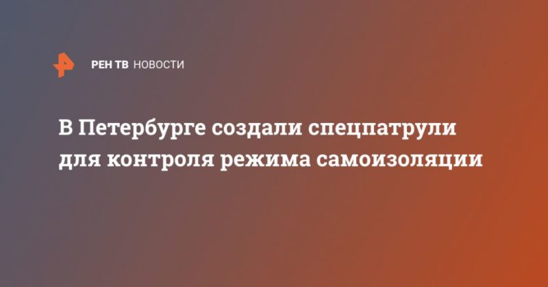 В Петербурге создали спецпатрули для контроля режима самоизоляции 07042020 Общество: В Петербурге создали спецпатрули для контроля режима самоизоляции