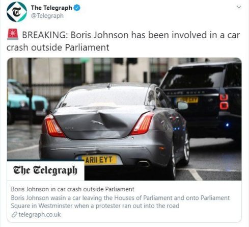 Общество: Борис Джонсон попал в ДТП возле здания британского Парламента