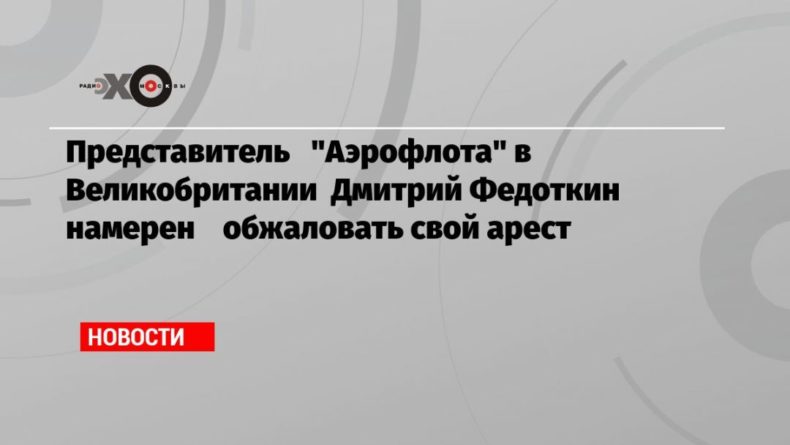 Общество: Представитель «Аэрофлота» в Великобритании Дмитрий Федоткин намерен обжаловать свой арест