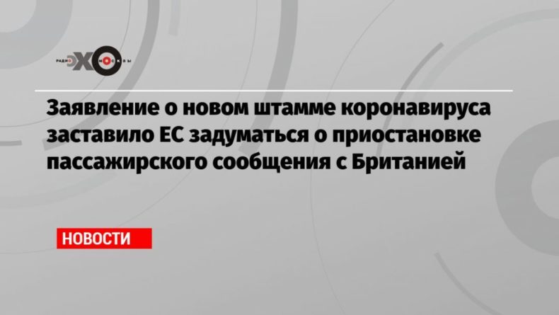 Общество: Заявление о новом штамме коронавируса заставило ЕС задуматься о приостановке пассажирского сообщения с Британией