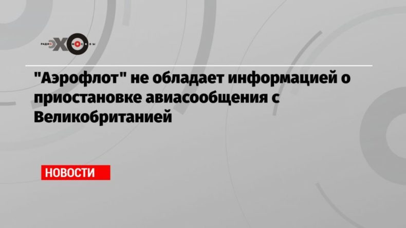 Общество: «Аэрофлот» не обладает информацией о приостановке авиасообщения с Великобританией