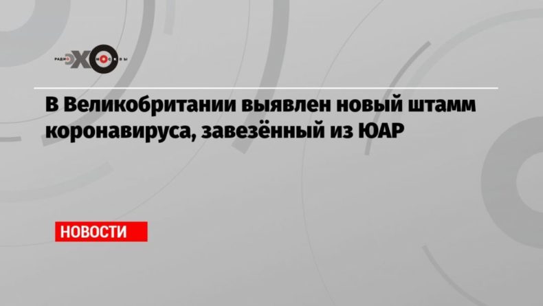 Общество: В Великобритании выявлен новый штамм коронавируса, завезённый из ЮАР
