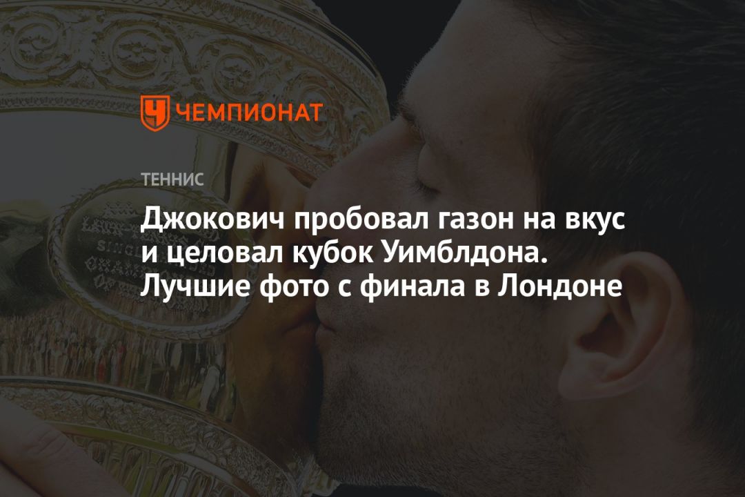 Джокович пробовал газон на вкус и целовал кубок Уимблдона. Лучшие фото с финала в Лондоне