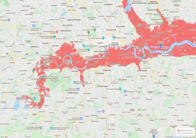 Общество: Climate Central создал карту будущих затоплений Лондона